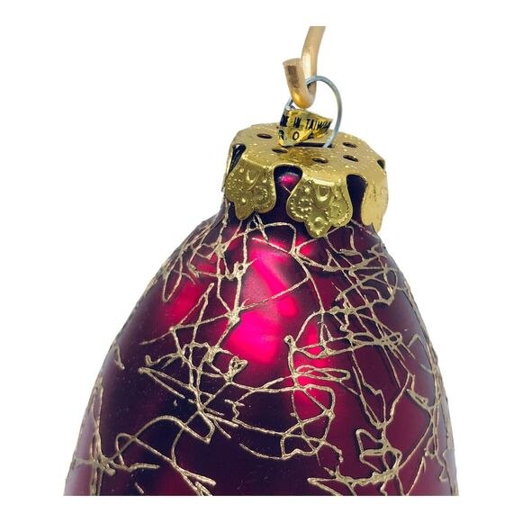 MCM Teardrop Ornament Spaghetti String Swirl Mercury Glass Purple Red Gold 7” - Picture 3 of 8